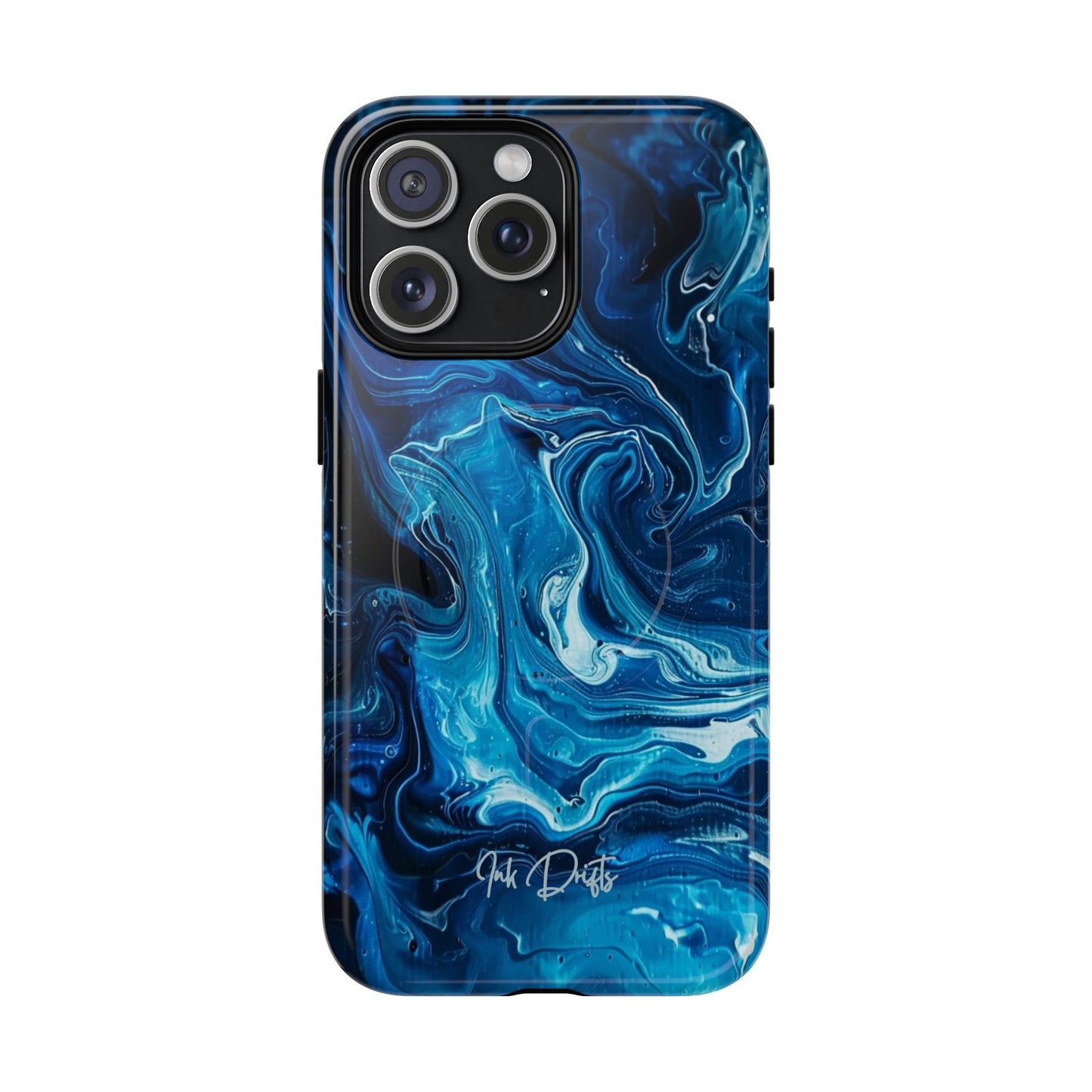 iPhone 15 Pro Max Glossy Phone Case - Blue Swirl | MagSafe iPhone Case