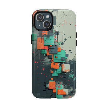 iPhone 15 Plus Glossy Phone Case - Techno Mosaic | MagSafe iPhone Case