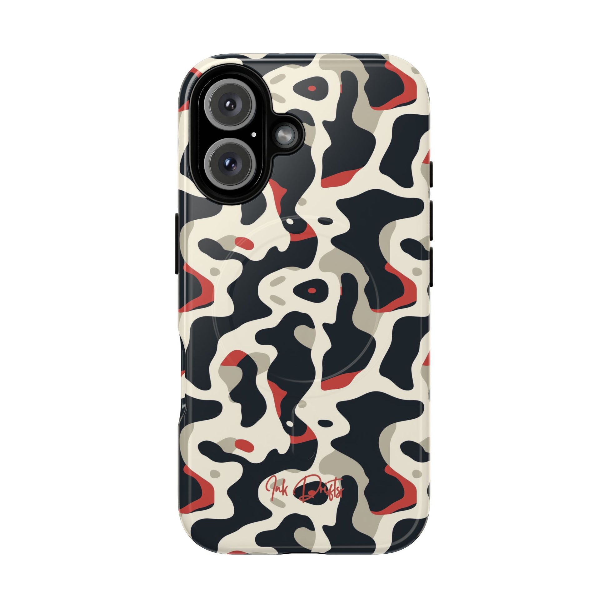 iPhone 16 Glossy Phone Case - Cream Red Camo | MagSafe iPhone Case