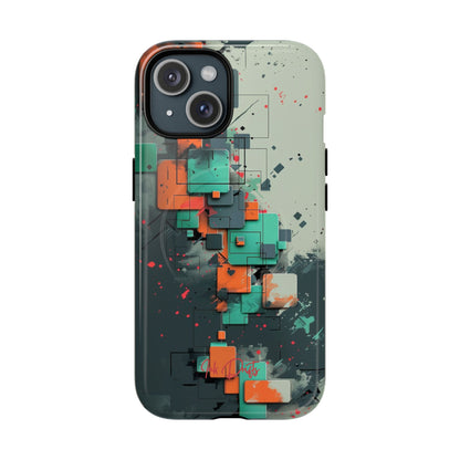 iPhone 15 Glossy Phone Case - Techno Mosaic | MagSafe iPhone Case