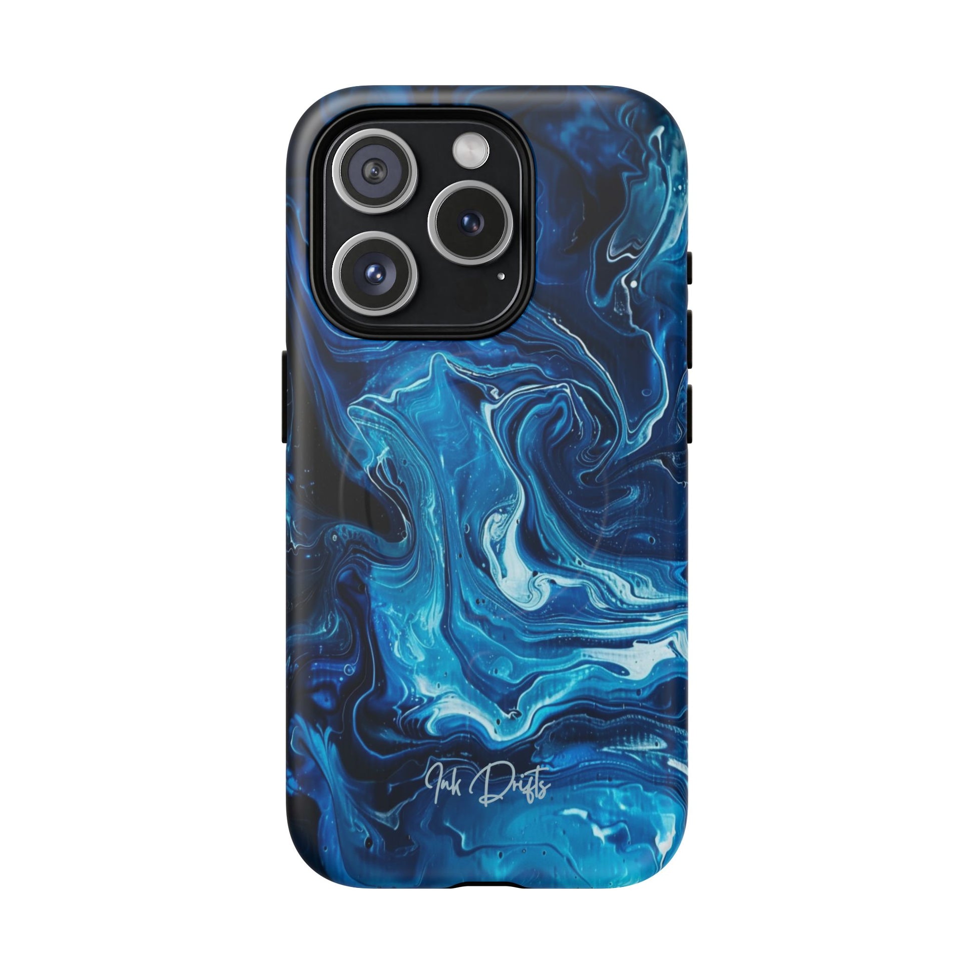 iPhone 15 Pro Matte Phone Case - Blue Swirl | MagSafe iPhone Case