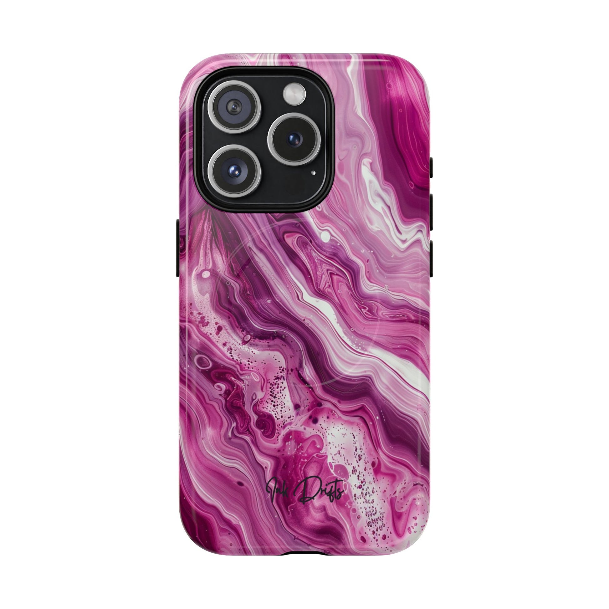 iPhone 15 Pro Glossy Phone Case - Pink Marble | MagSafe iPhone Case