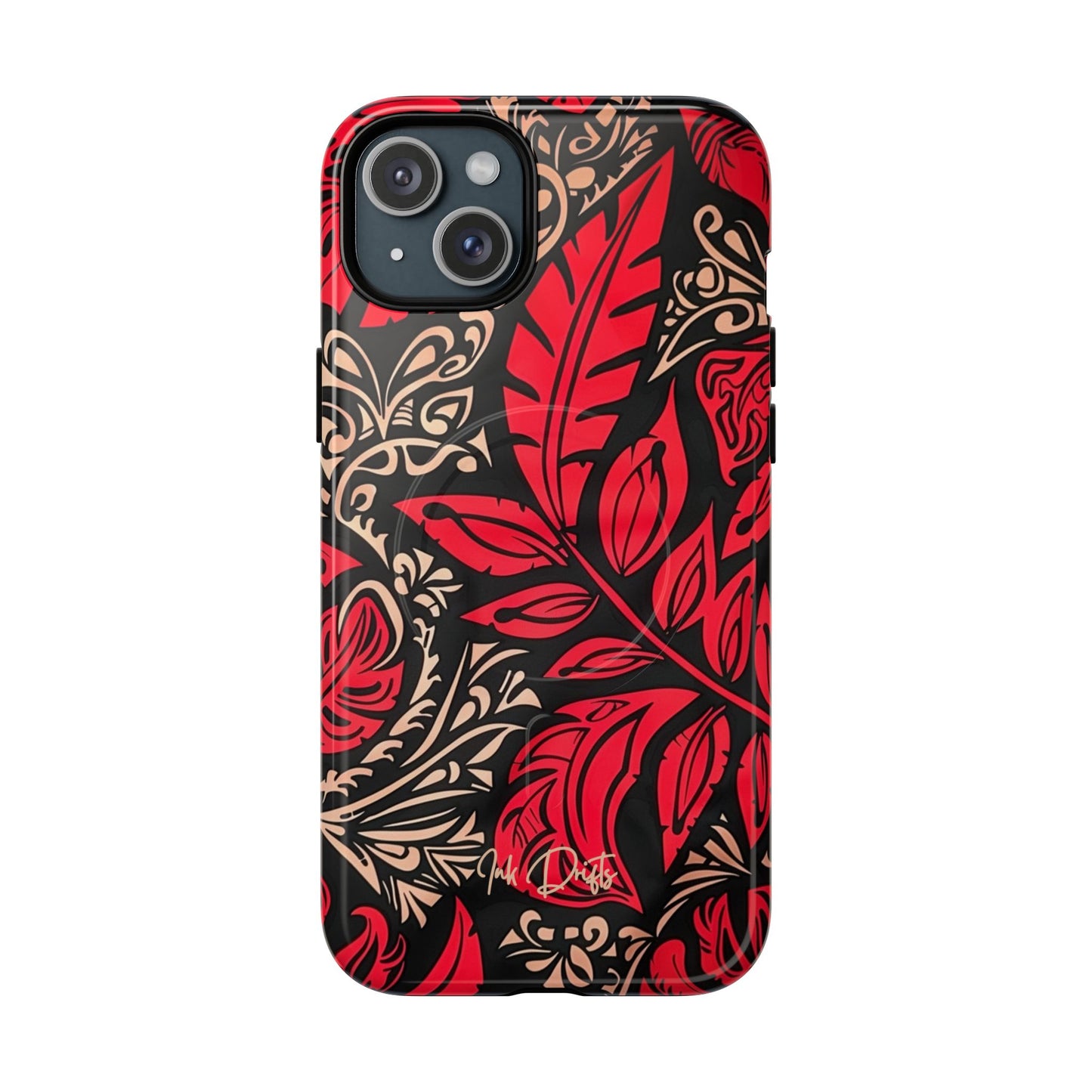 iPhone 15 Plus Glossy Phone Case - Crimson Foliage | MagSafe iPhone Case