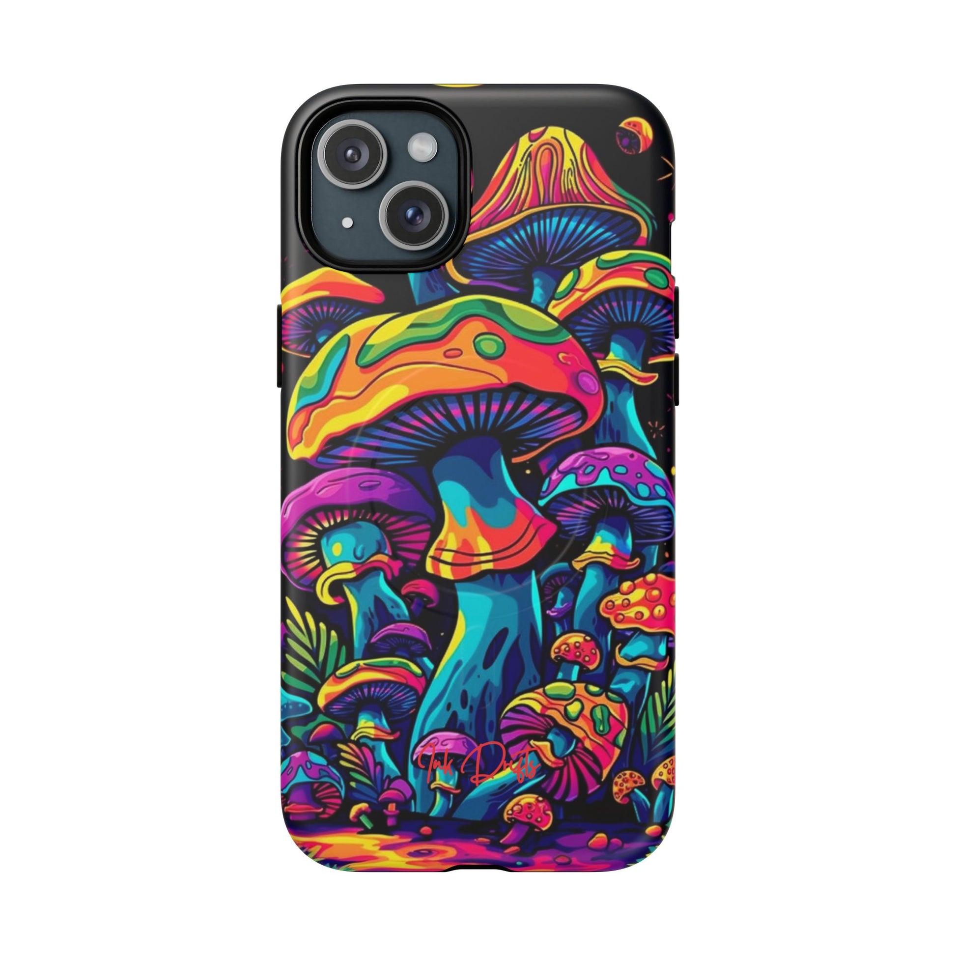 iPhone 15 Plus Matte Phone Case - Psychedelic Fungi | MagSafe iPhone Case