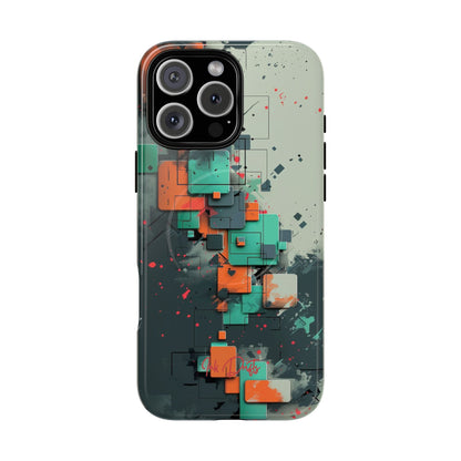 iPhone 16 Pro Max Glossy Phone Case - Techno Mosaic | MagSafe iPhone Case