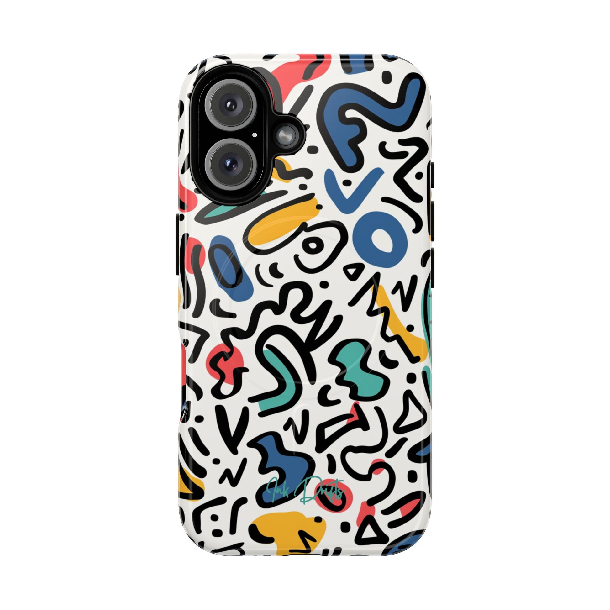 iPhone 16 Glossy Phone Case - Playful Doodles | MagSafe iPhone Case