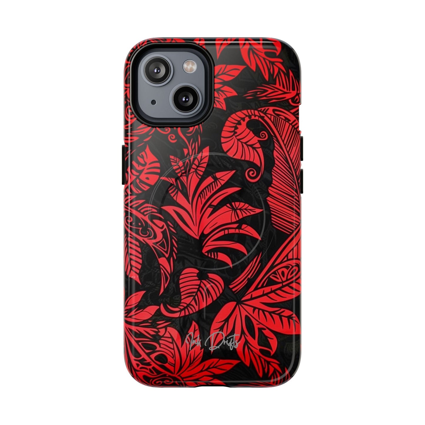 iPhone 14 Glossy Phone Case - Crimson Jungle | MagSafe iPhone Case