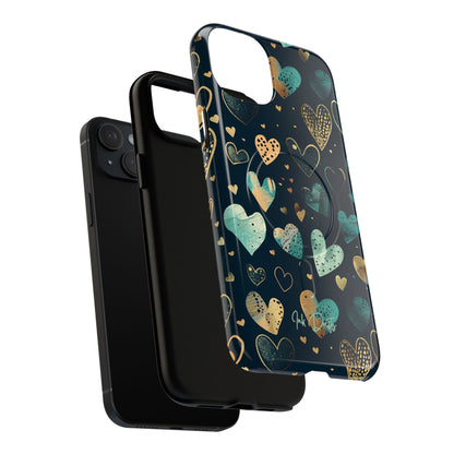 Phone Case - Golden Hearts | MagSafe iPhone Case