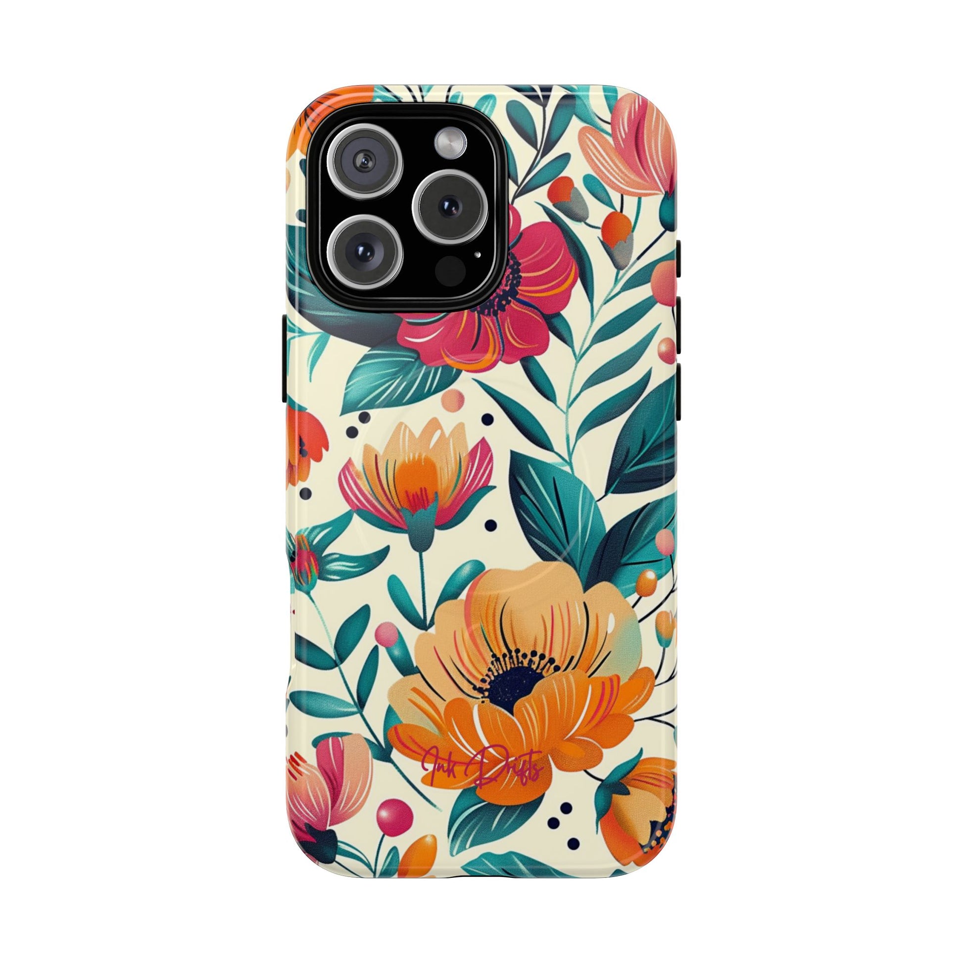 iPhone 16 Pro Max Glossy Phone Case - Floral Garden | MagSafe iPhone Case