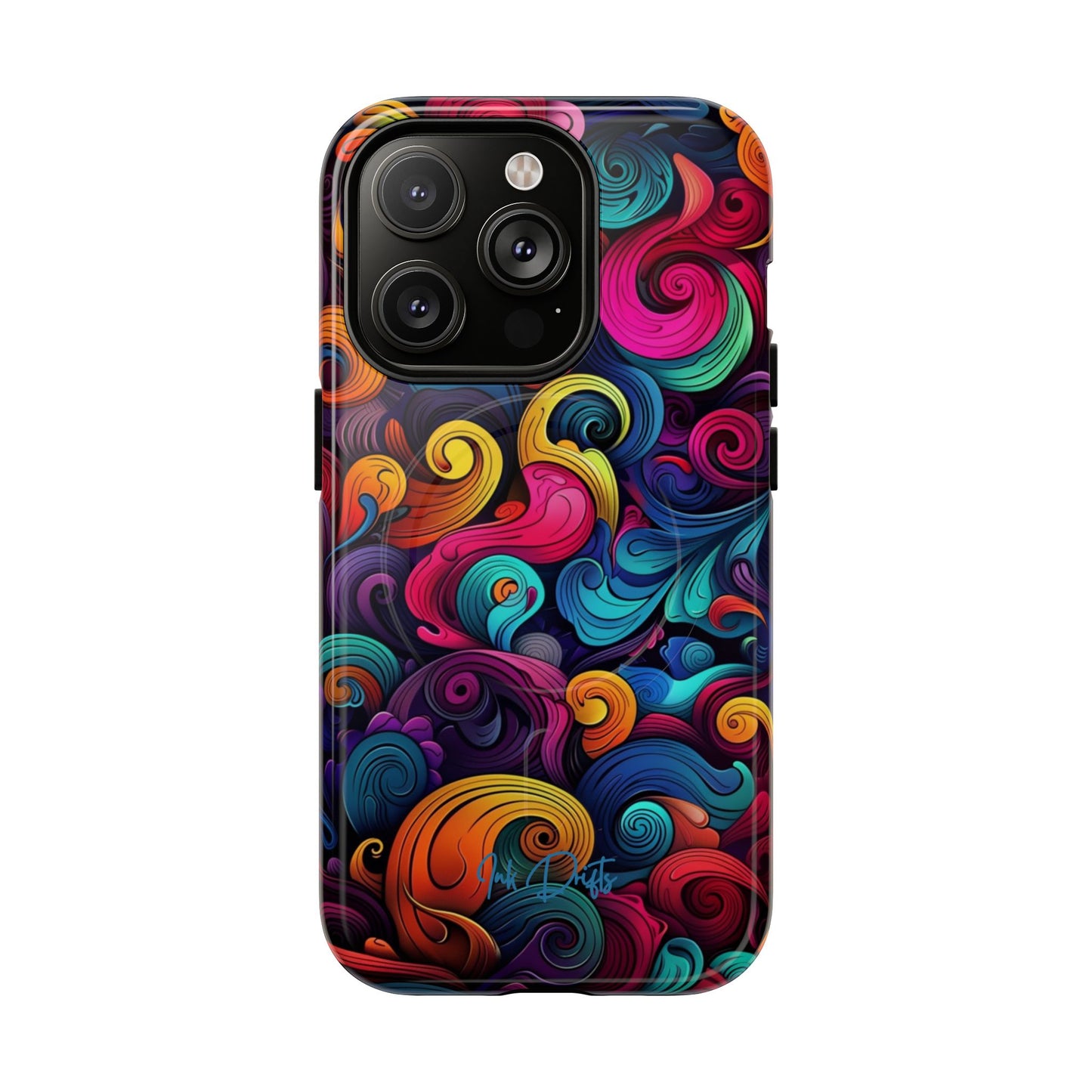 iPhone 14 Pro Glossy Phone Case - Psychedelic Waves | MagSafe iPhone Case