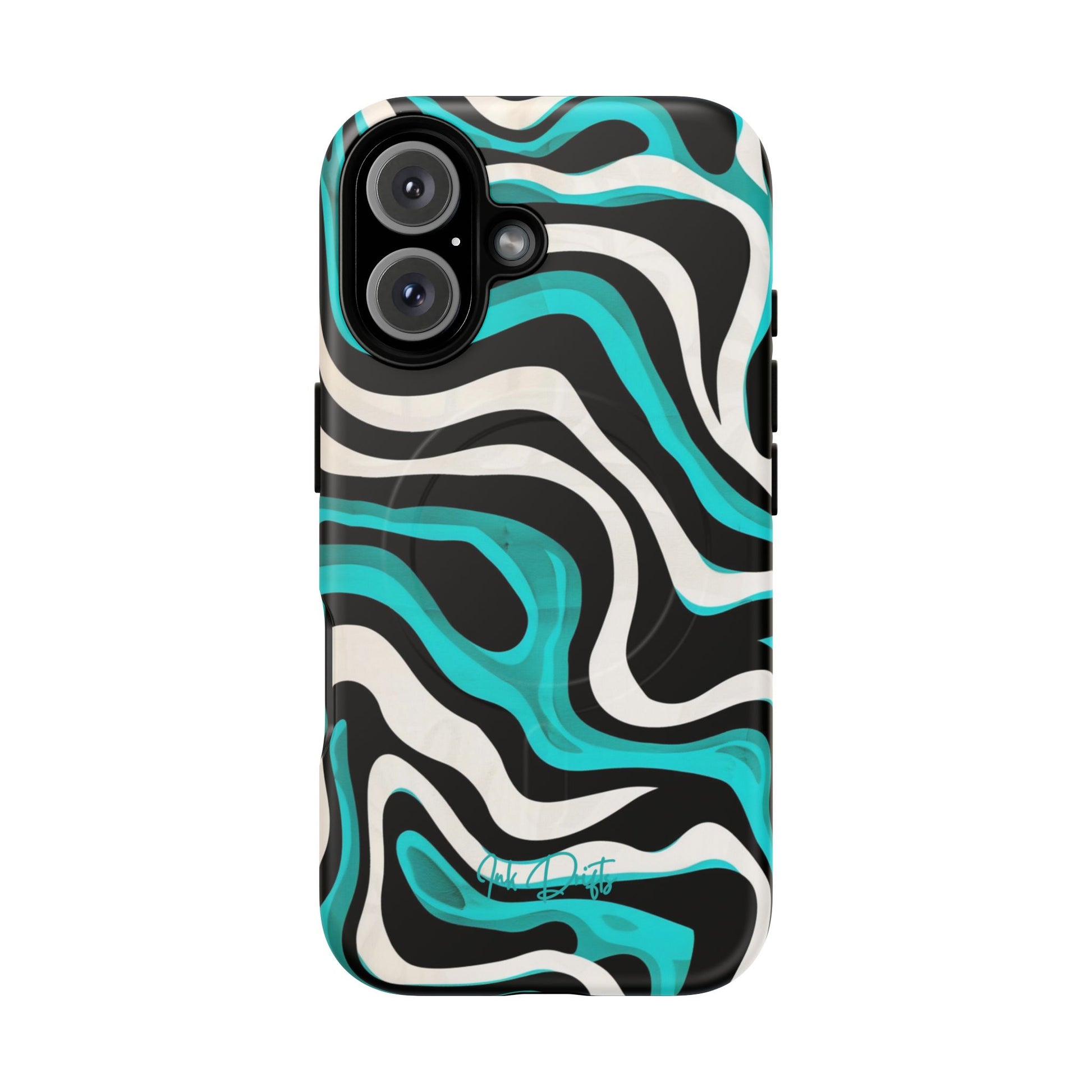 iPhone 16 Matte Phone Case - Aqua Strata | MagSafe iPhone Case