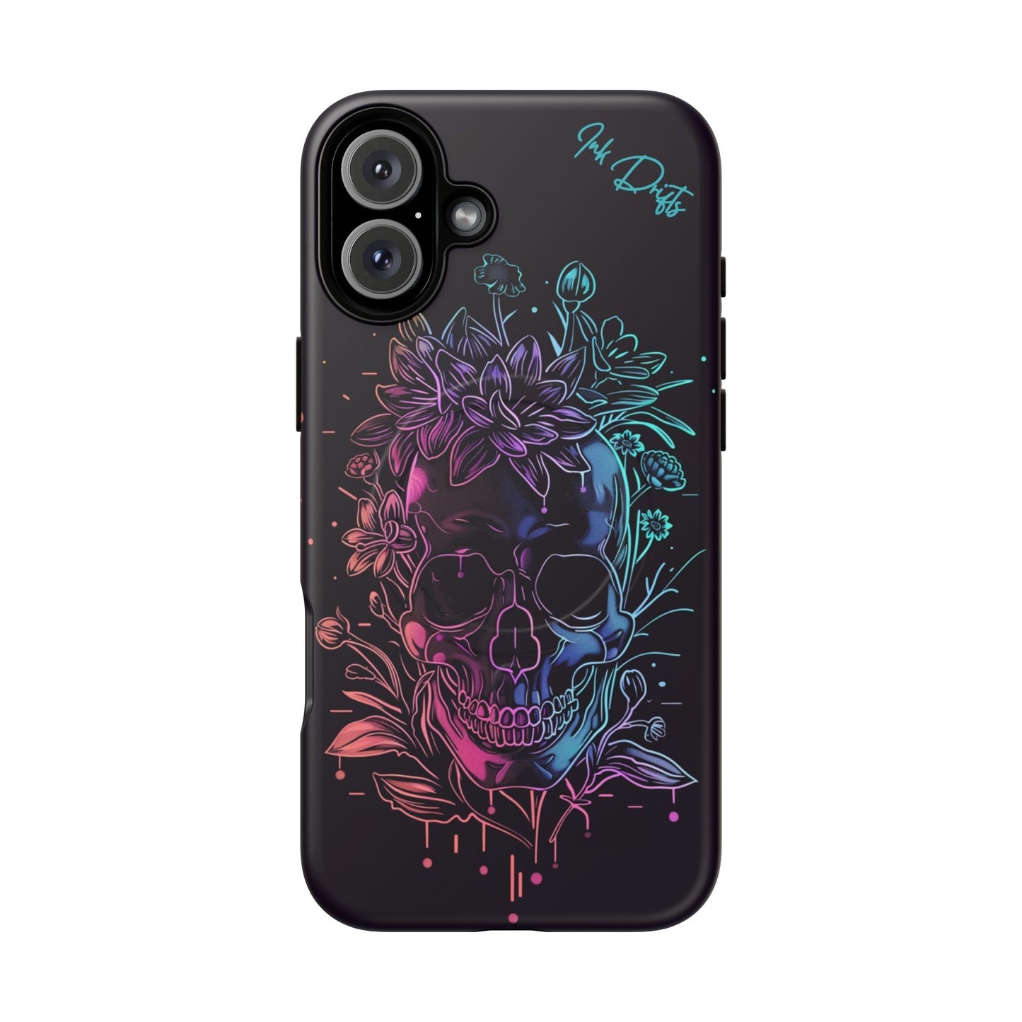 iPhone 16 Plus Matte Phone Case - Neon Skull | MagSafe iPhone Case