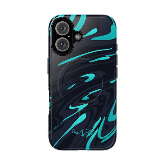 iPhone 16 Glossy Phone Case - Turquoise Splash | MagSafe iPhone Case