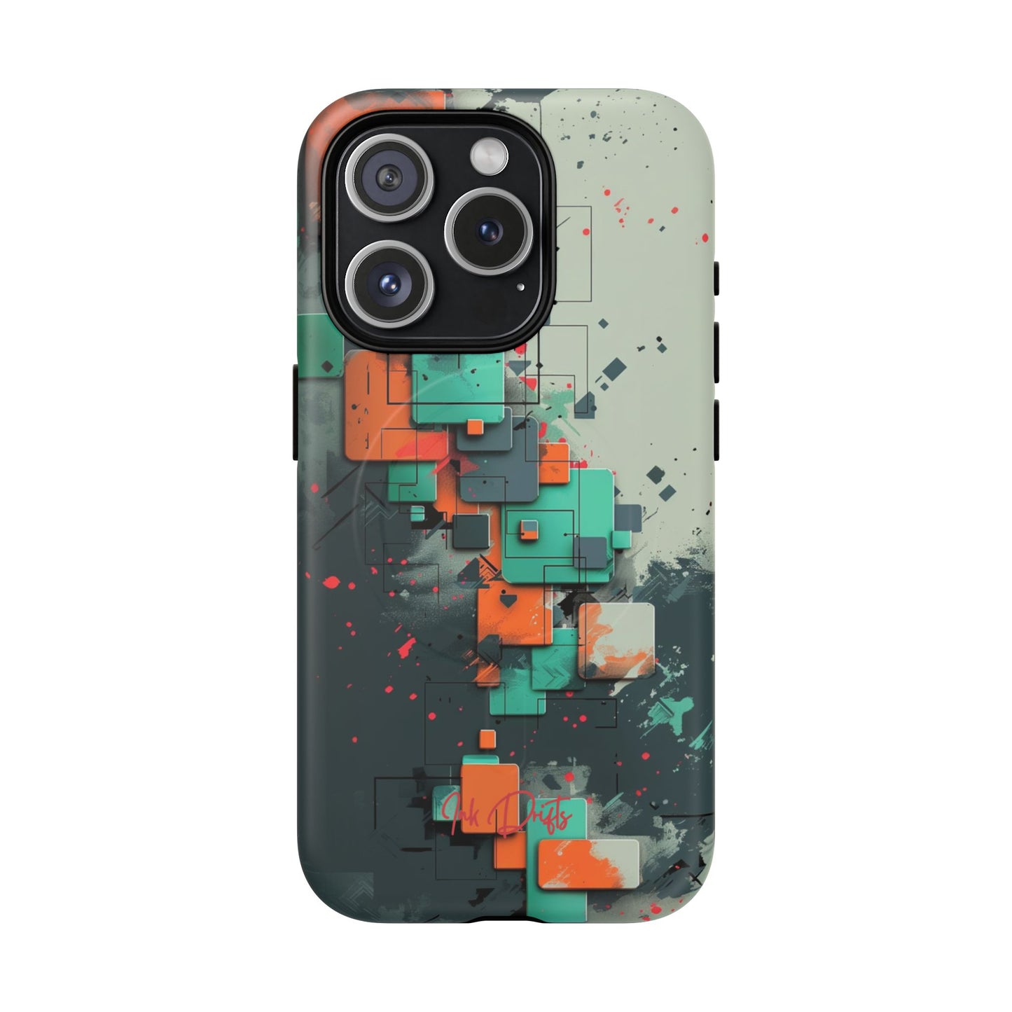 iPhone 15 Pro Matte Phone Case - Techno Mosaic | MagSafe iPhone Case