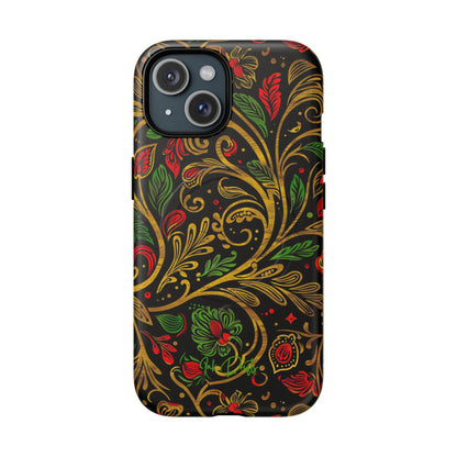 iPhone 15 Matte Phone Case - Golden Vines | MagSafe iPhone Case