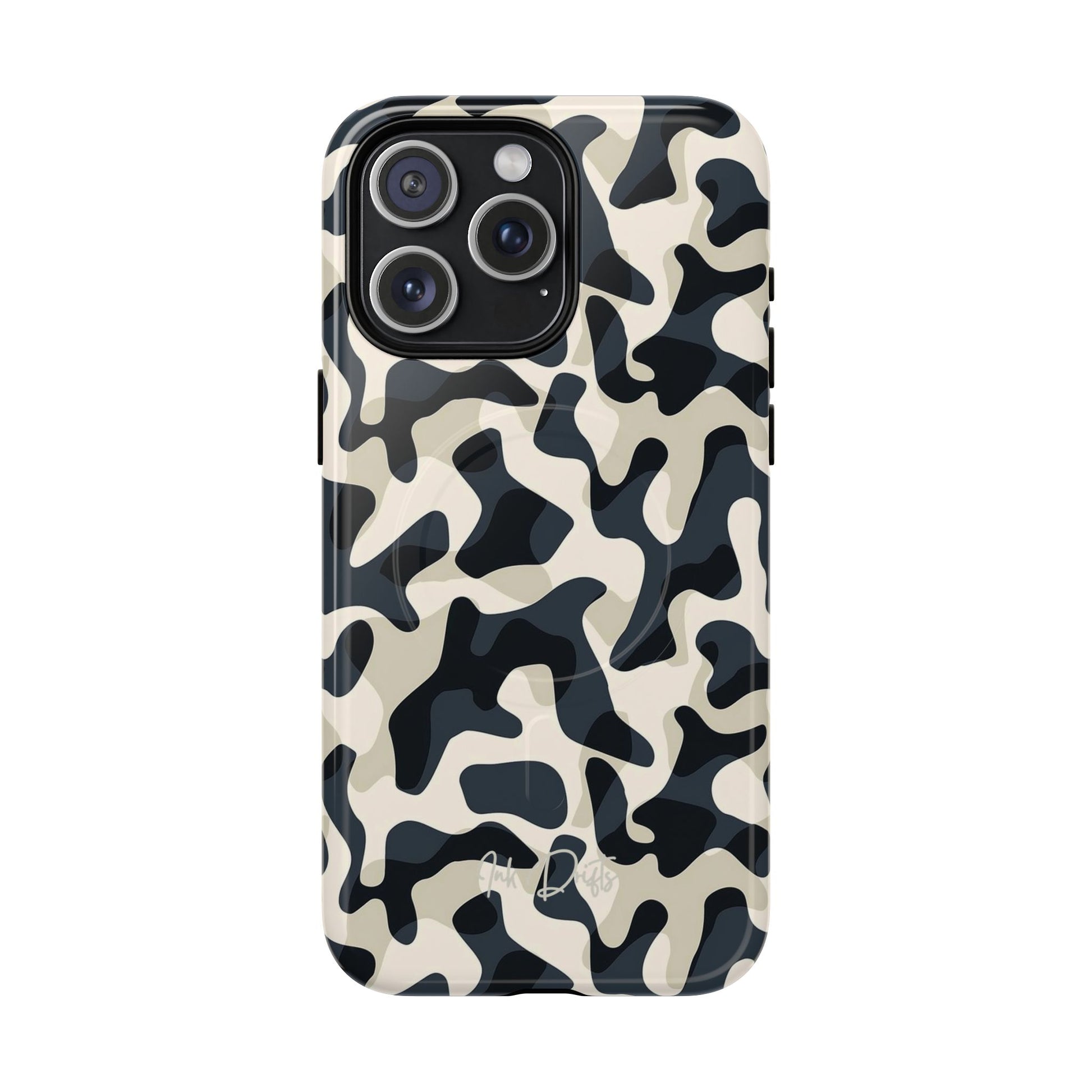 iPhone 15 Pro Max Glossy Phone Case - Monochrome Camo | MagSafe iPhone Case