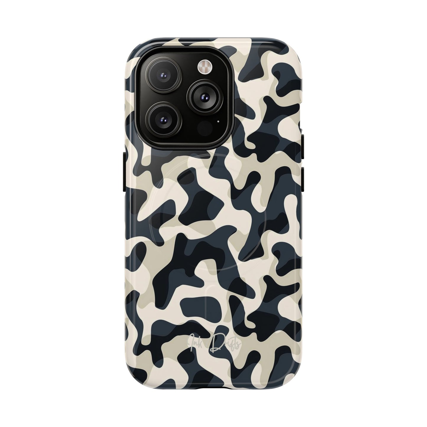 iPhone 14 Pro Glossy Phone Case - Monochrome Camo | MagSafe iPhone Case