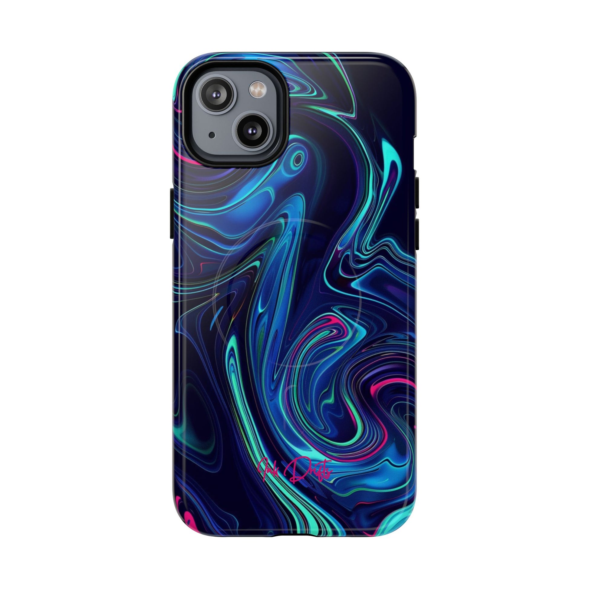 iPhone 14 Plus Glossy Phone Case - Neon Abyss | MagSafe iPhone Case