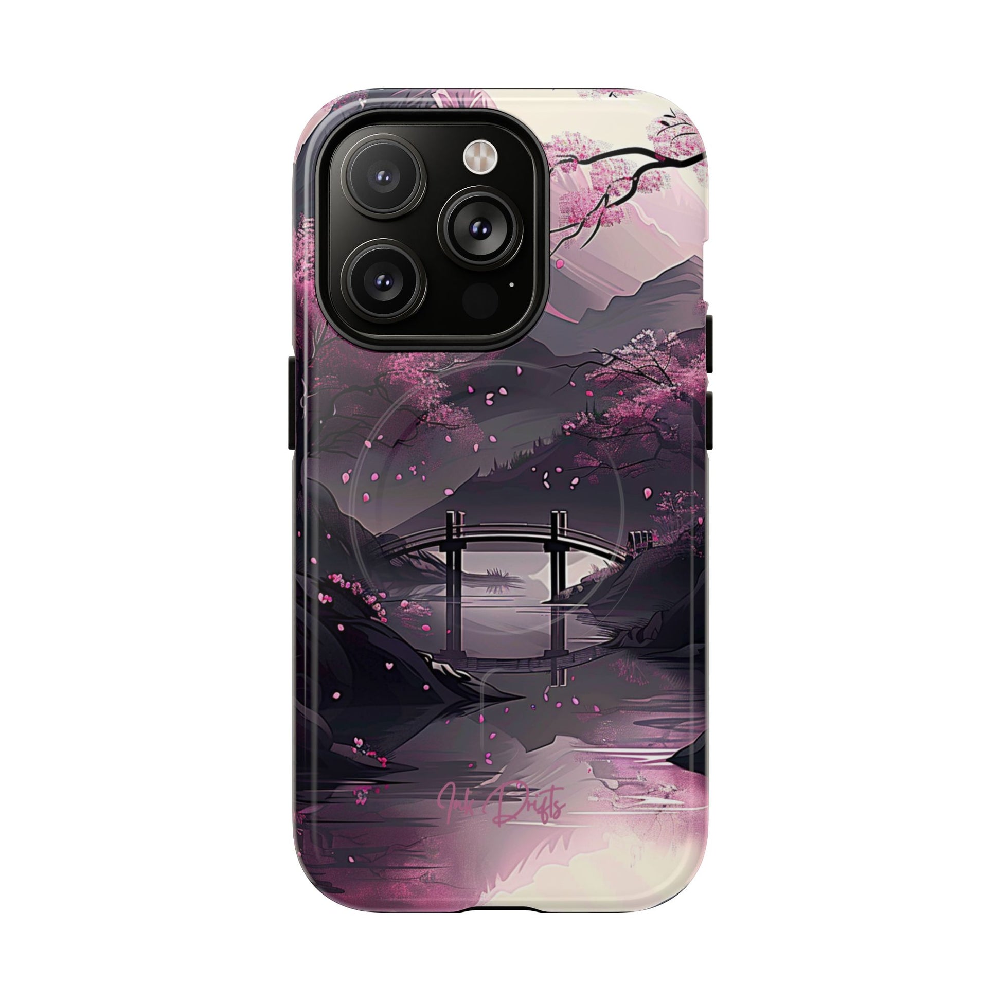 iPhone 14 Pro Glossy Phone Case - Blossom Bridge | MagSafe iPhone Case