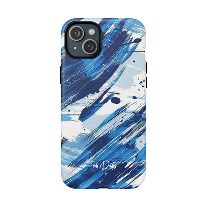 iPhone 15 Plus Matte Phone Case - Azure Strokes | MagSafe iPhone Case