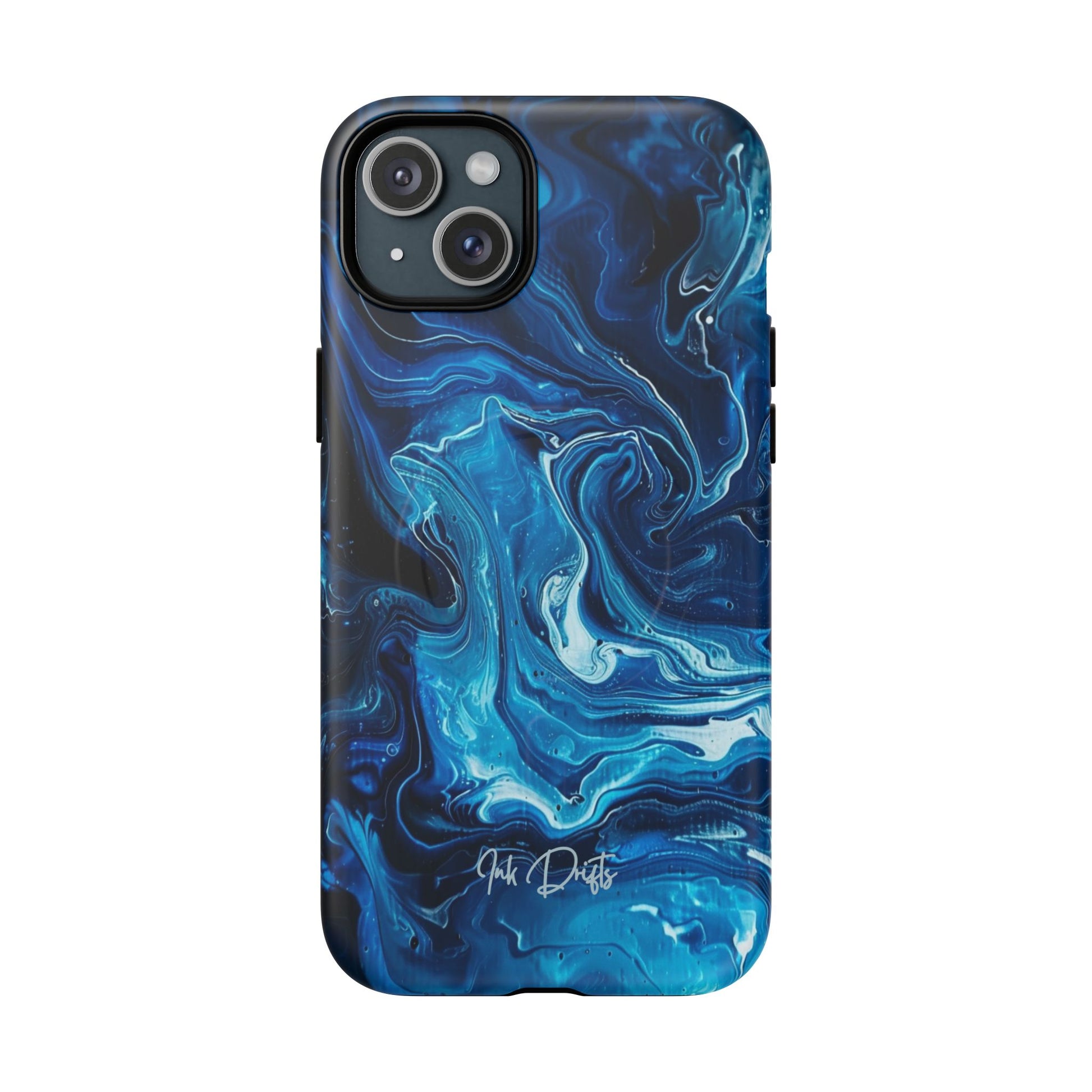 iPhone 15 Plus Matte Phone Case - Blue Swirl | MagSafe iPhone Case