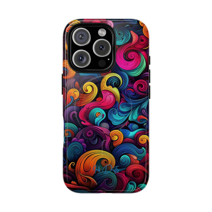 iPhone 16 Pro Glossy Phone Case - Psychedelic Waves | MagSafe iPhone Case