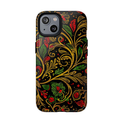 iPhone 14 Glossy Phone Case - Golden Vines | MagSafe iPhone Case