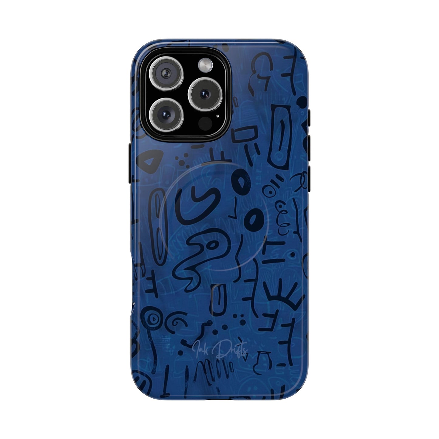 iPhone 16 Pro Max Glossy Phone Case - Nocturnal Scribbles | MagSafe iPhone Case