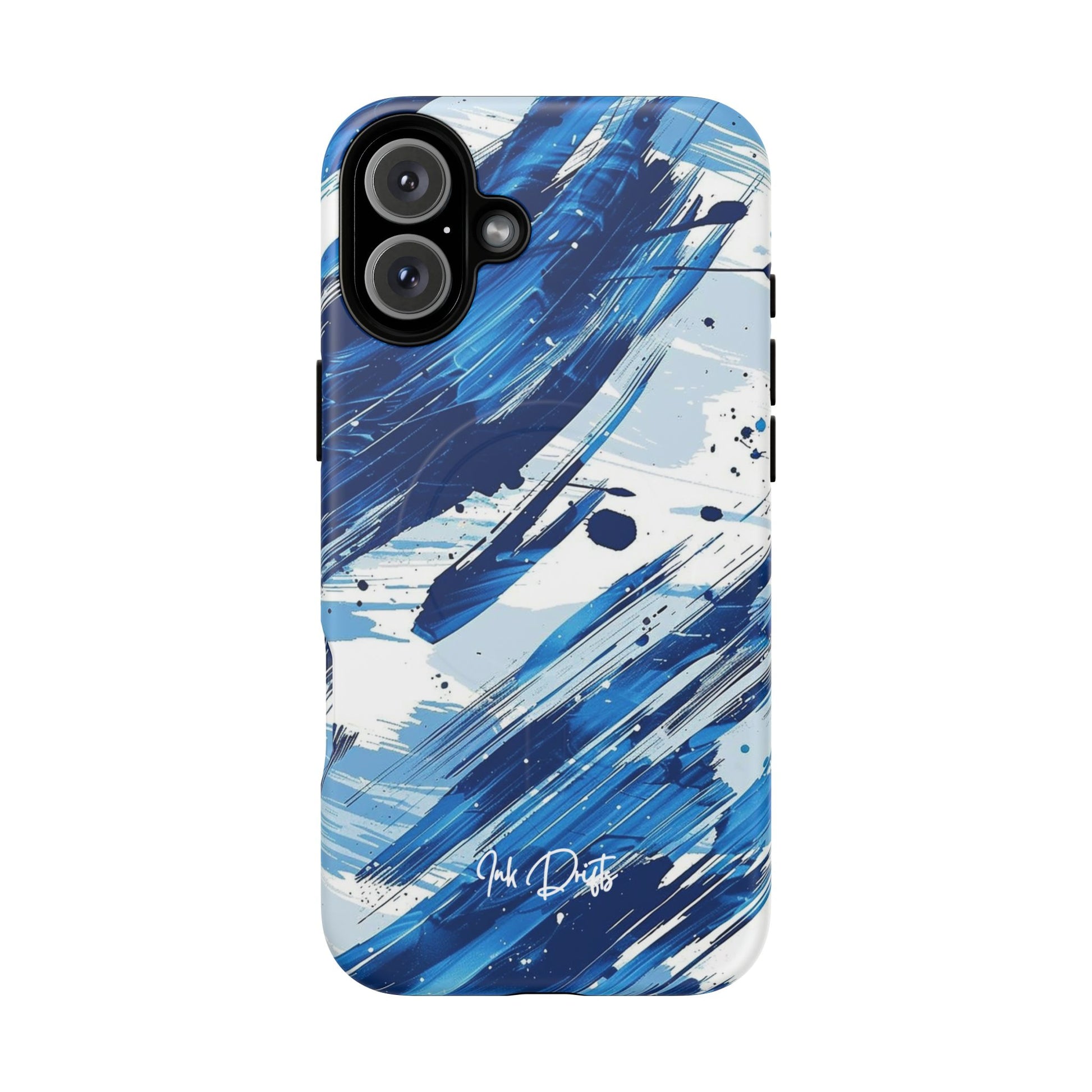 iPhone 16 Plus Matte Phone Case - Azure Strokes | MagSafe iPhone Case