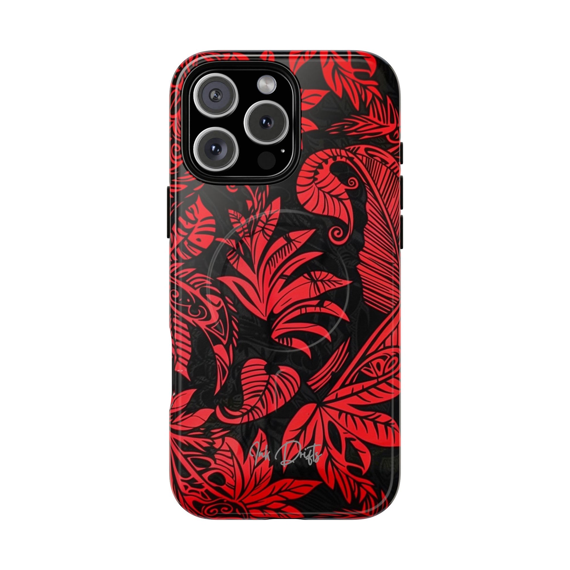 iPhone 16 Pro Max Glossy Phone Case - Crimson Jungle | MagSafe iPhone Case