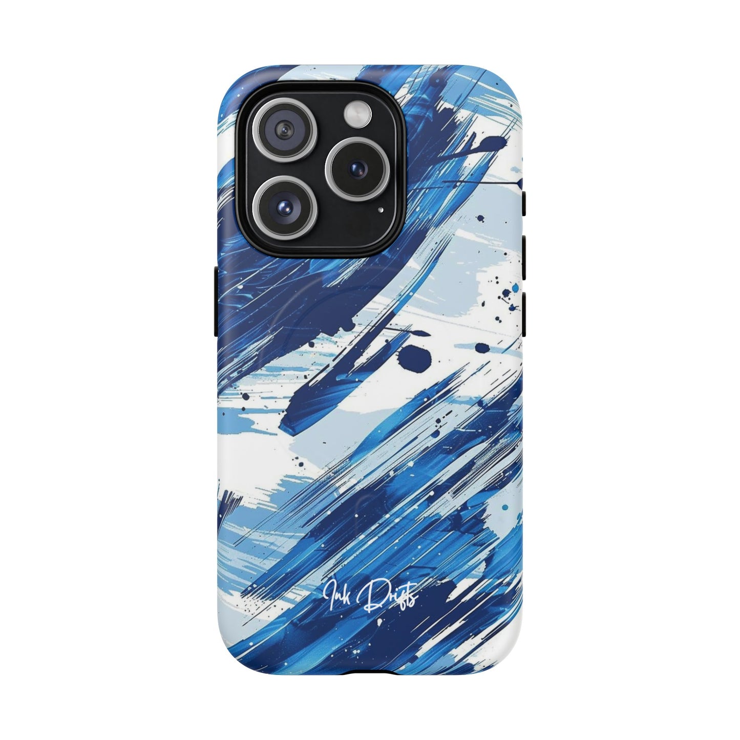 iPhone 15 Pro Matte Phone Case - Azure Strokes | MagSafe iPhone Case