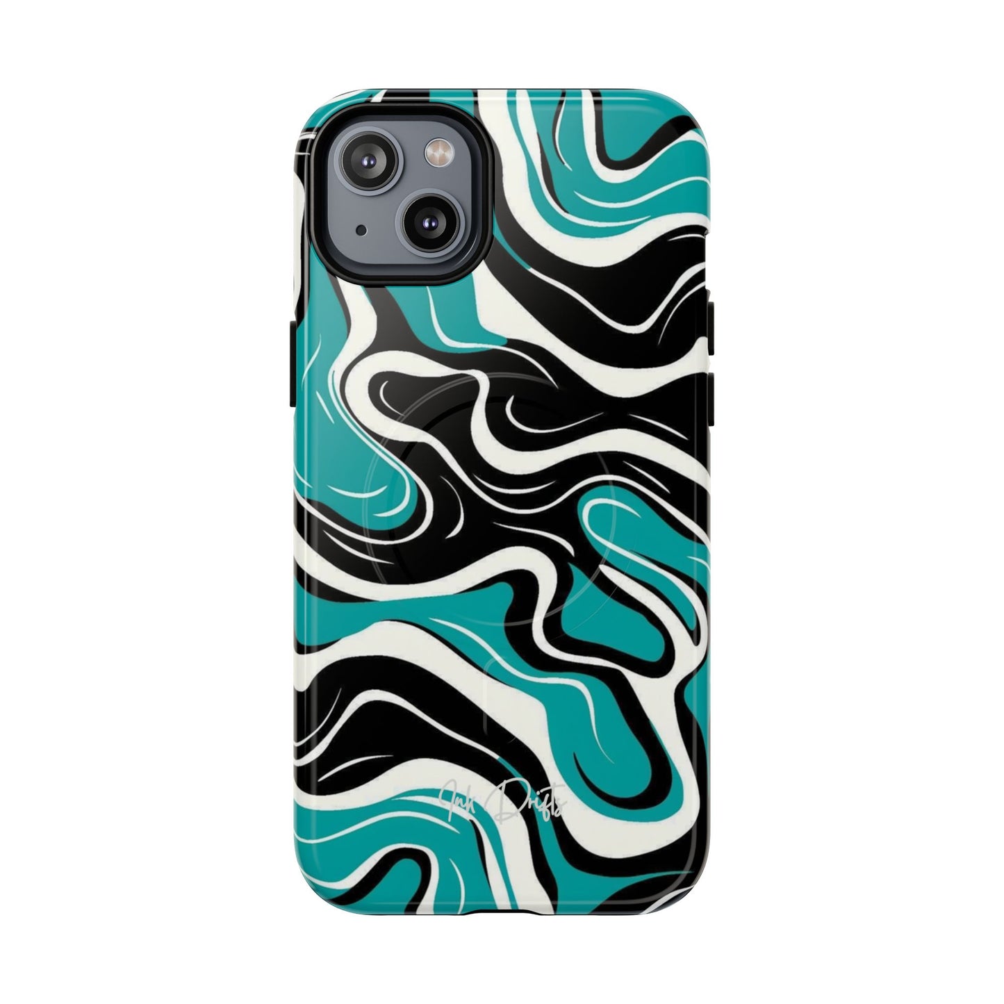 iPhone 14 Plus Glossy Phone Case - Teal Tempest | MagSafe iPhone Case