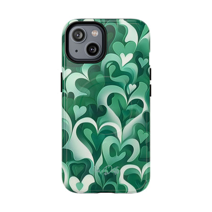 iPhone 14 Glossy Phone Case - Emerald Love | MagSafe iPhone Case