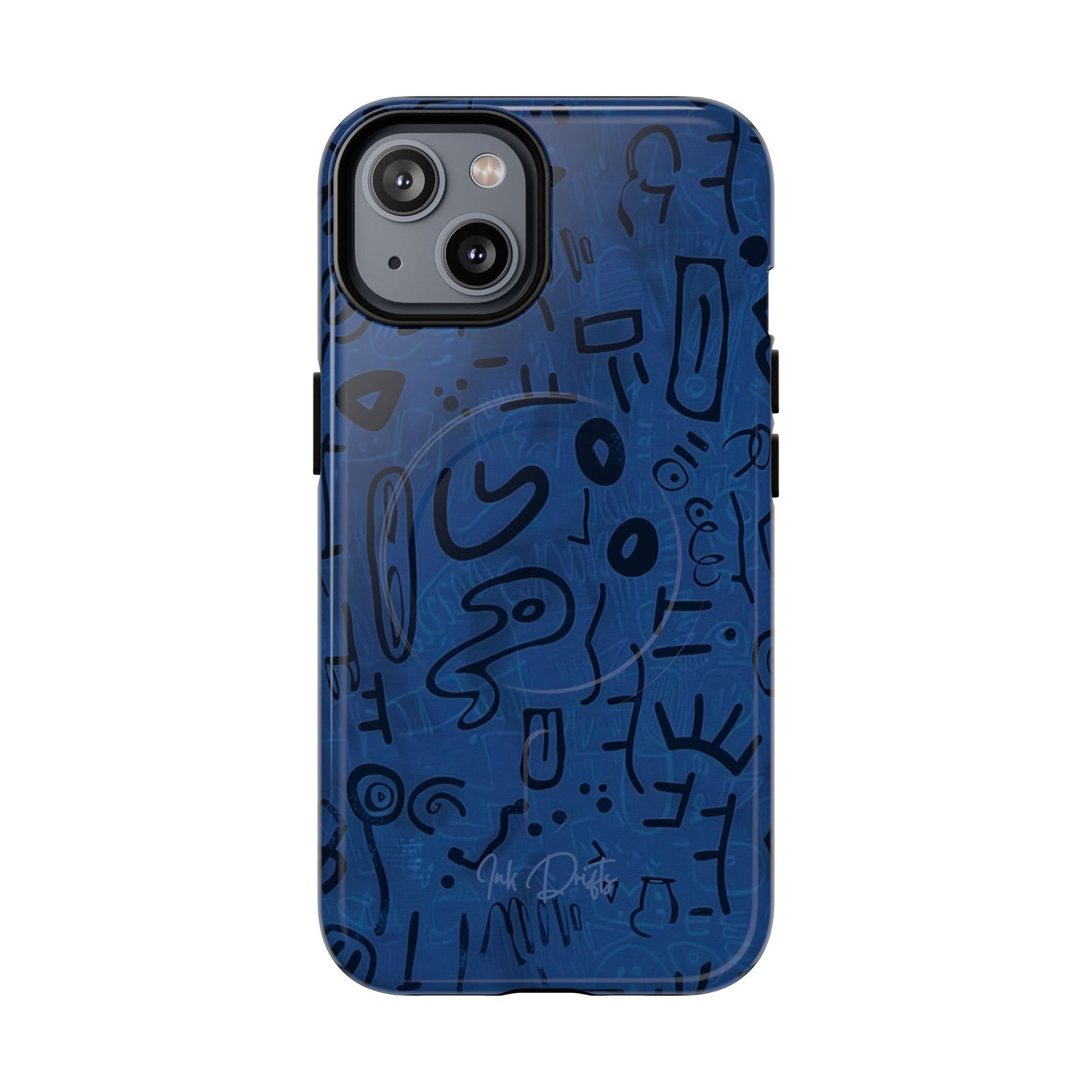 iPhone 14 Glossy Phone Case - Nocturnal Scribbles | MagSafe iPhone Case