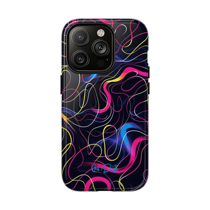 iPhone 14 Pro Glossy Phone Case - Neon Tangles | MagSafe iPhone Case