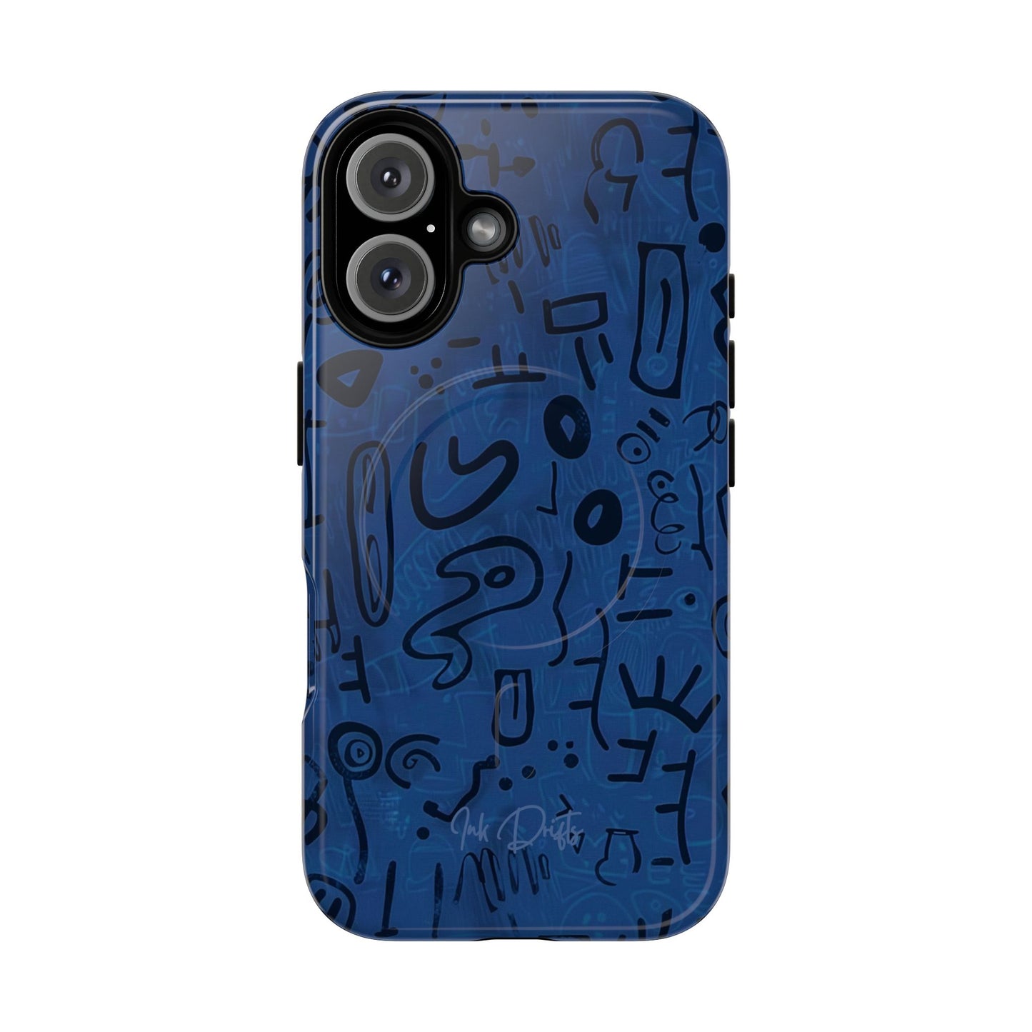 iPhone 16 Glossy Phone Case - Nocturnal Scribbles | MagSafe iPhone Case