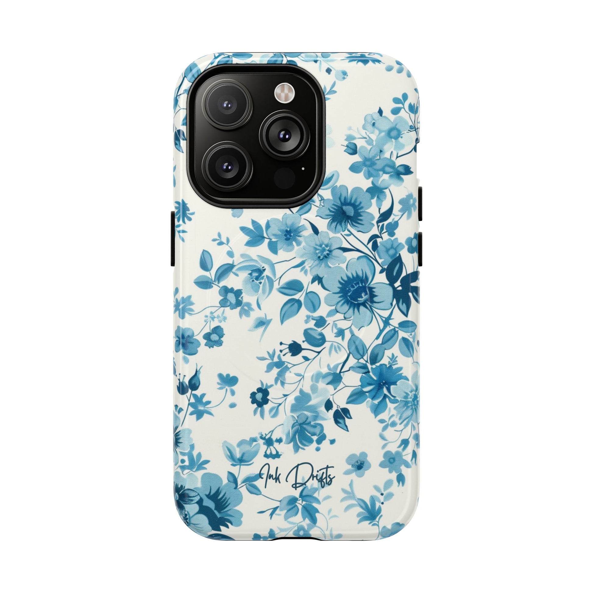 iPhone 14 Pro Glossy Phone Case - Blue Blossom | MagSafe iPhone Case