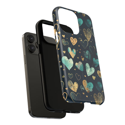 Phone Case - Golden Hearts | MagSafe iPhone Case