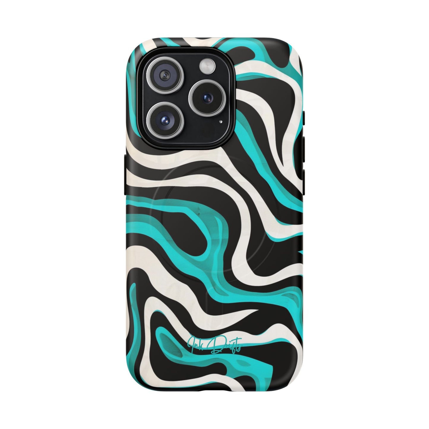 iPhone 15 Pro Matte Phone Case - Aqua Strata | MagSafe iPhone Case