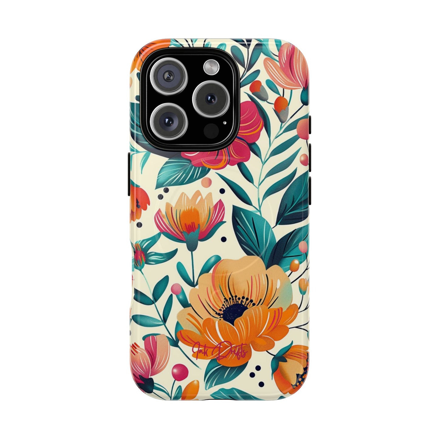 iPhone 16 Pro Glossy Phone Case - Floral Garden | MagSafe iPhone Case