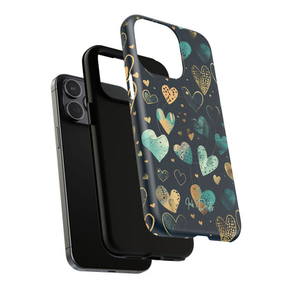 Phone Case - Golden Hearts | MagSafe iPhone Case